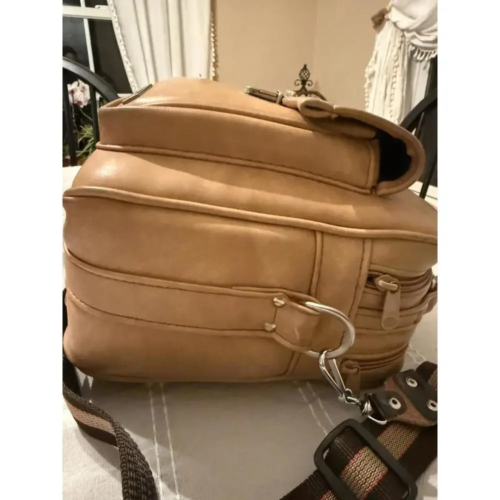 Marsand Brown Faux Leather Vegan Camera Bag, Padded Interior Vintage